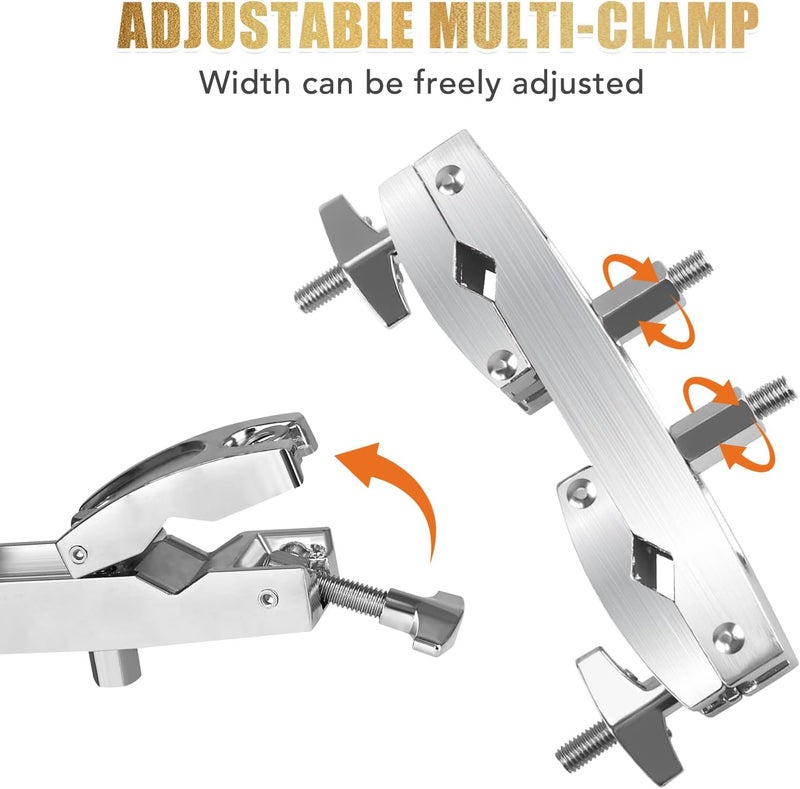 Seteol Drum Clamp Mount with Extension Bar, Heavy Duty Quick Release Multi-clamp for Cowbell, Jam Blocks, Tambourines, Mini Timbales, Tom, Cymbal Stands, Professional Drum Hardware Clamp Bracket - Image 5